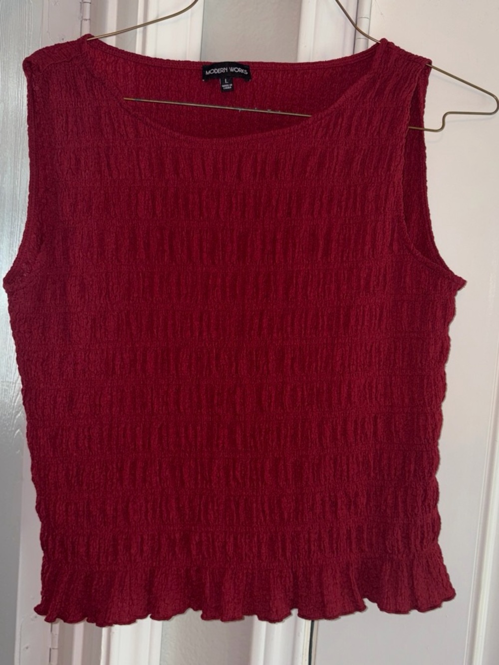 Modern Works Red Textured Sleeveless Camisole
